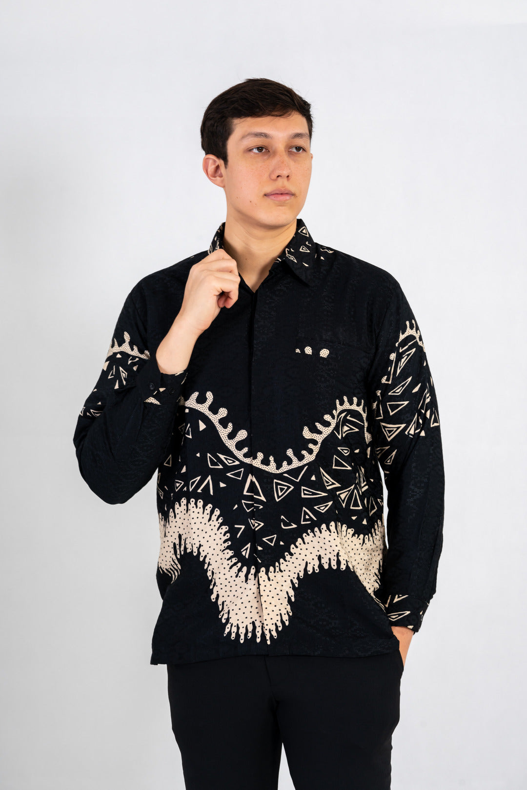 Men's Batik Shirt Groovy Long Sleeves1