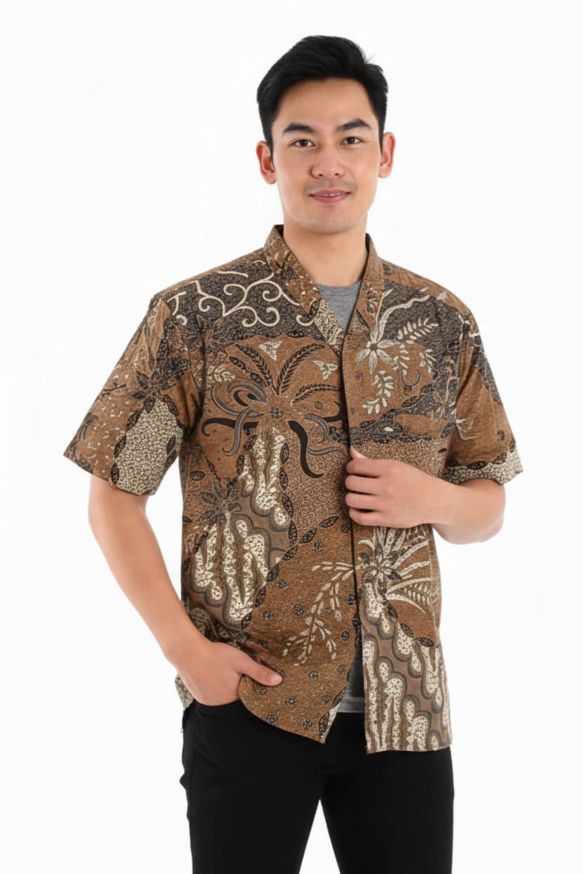 Men’s Batik Shirt – Amber Heritage | Short Sleeves 3