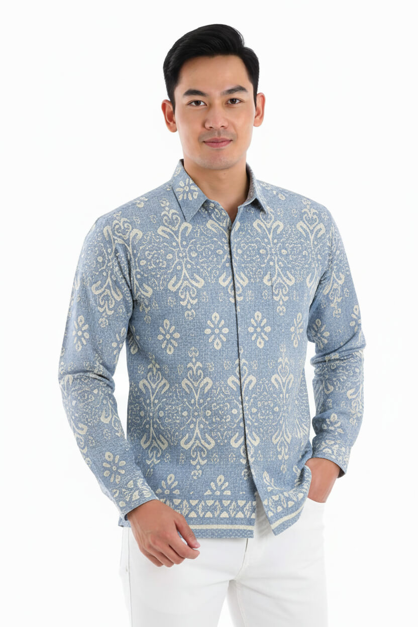 Men’s Batik Shirt – Celestial Ivory |Long Sleeves 3