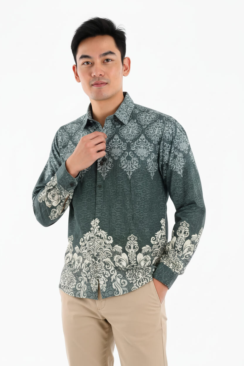 Men’s Batik Shirt – Jade Sovereign | Long Sleeves 3