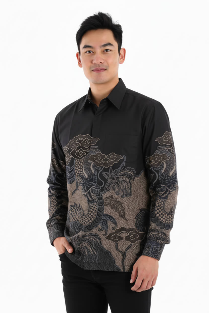 Men's Batik Shirt – Majestic Dragon Long Sleeves 3