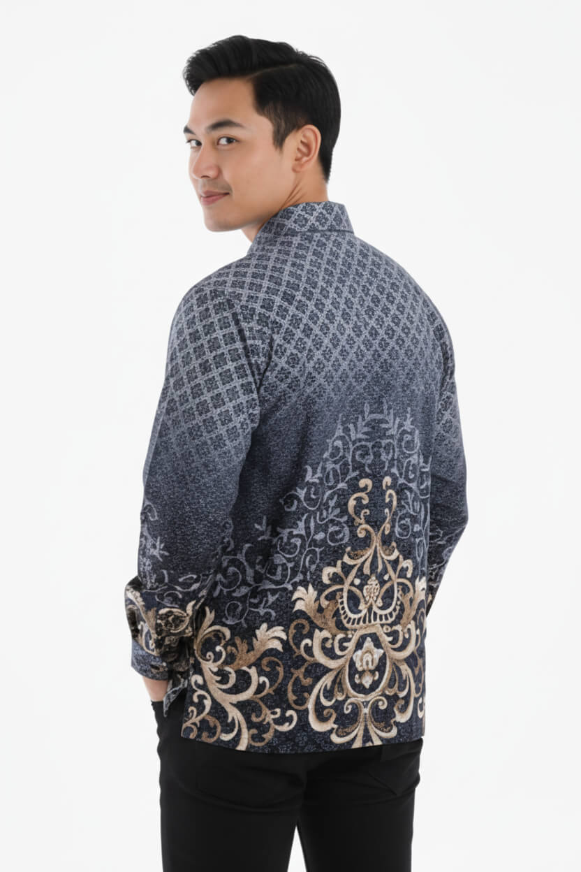 Men's Batik Shirt – Midnight Regal | Long Sleeves 2