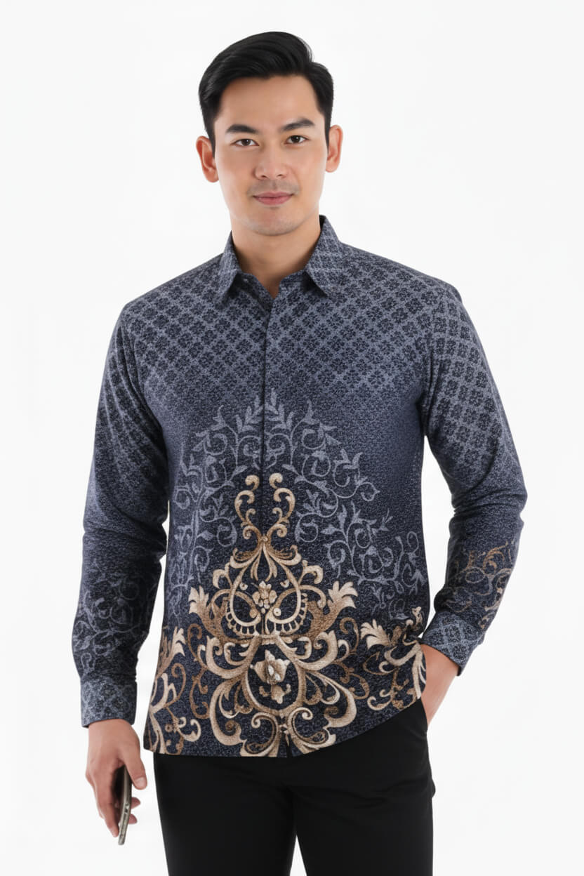 Men's Batik Shirt – Midnight Regal | Long Sleeves 3