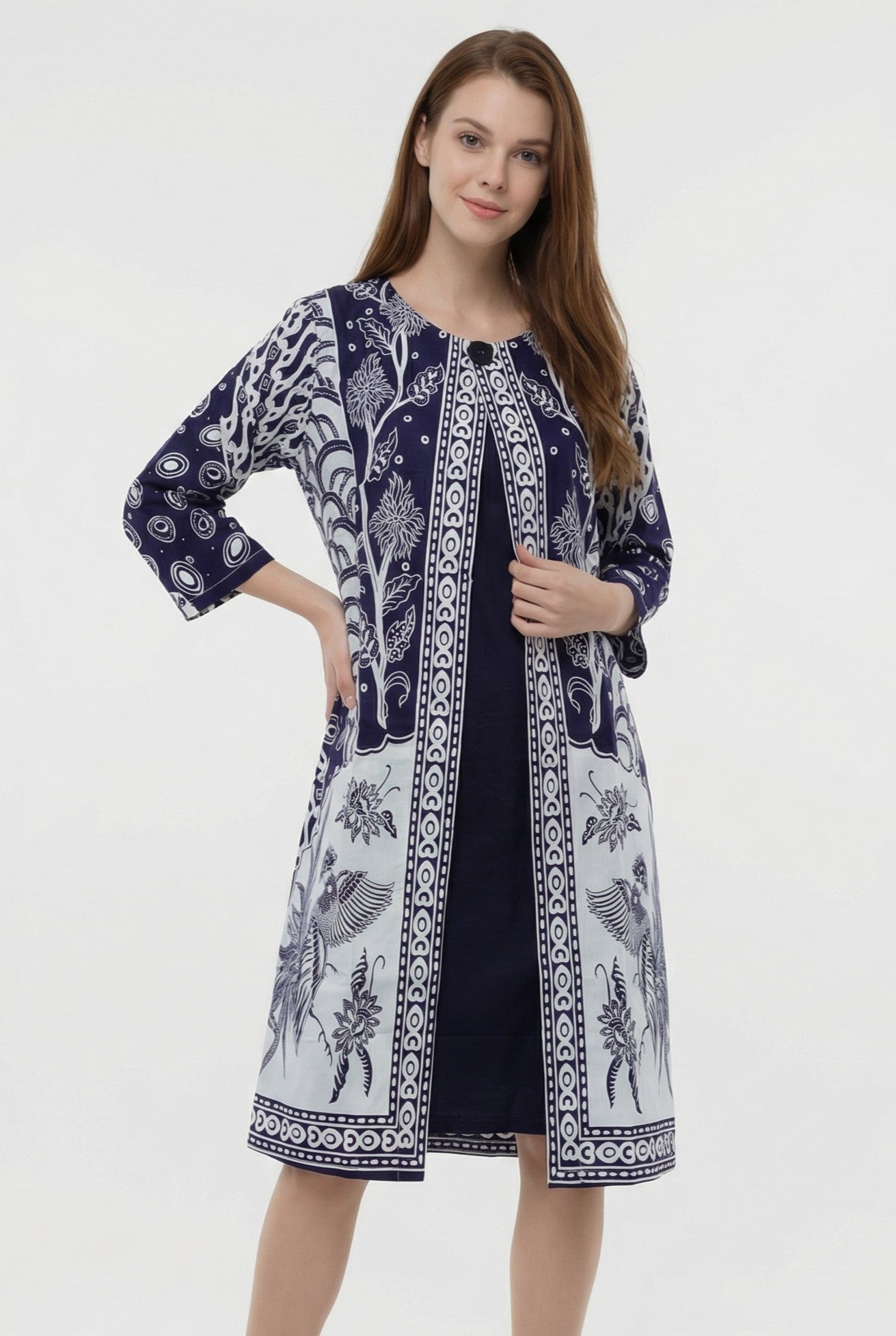 Women's Batik Kimono Dress - Blue Floral Women's Batik Kimono Dress - Blue Floral