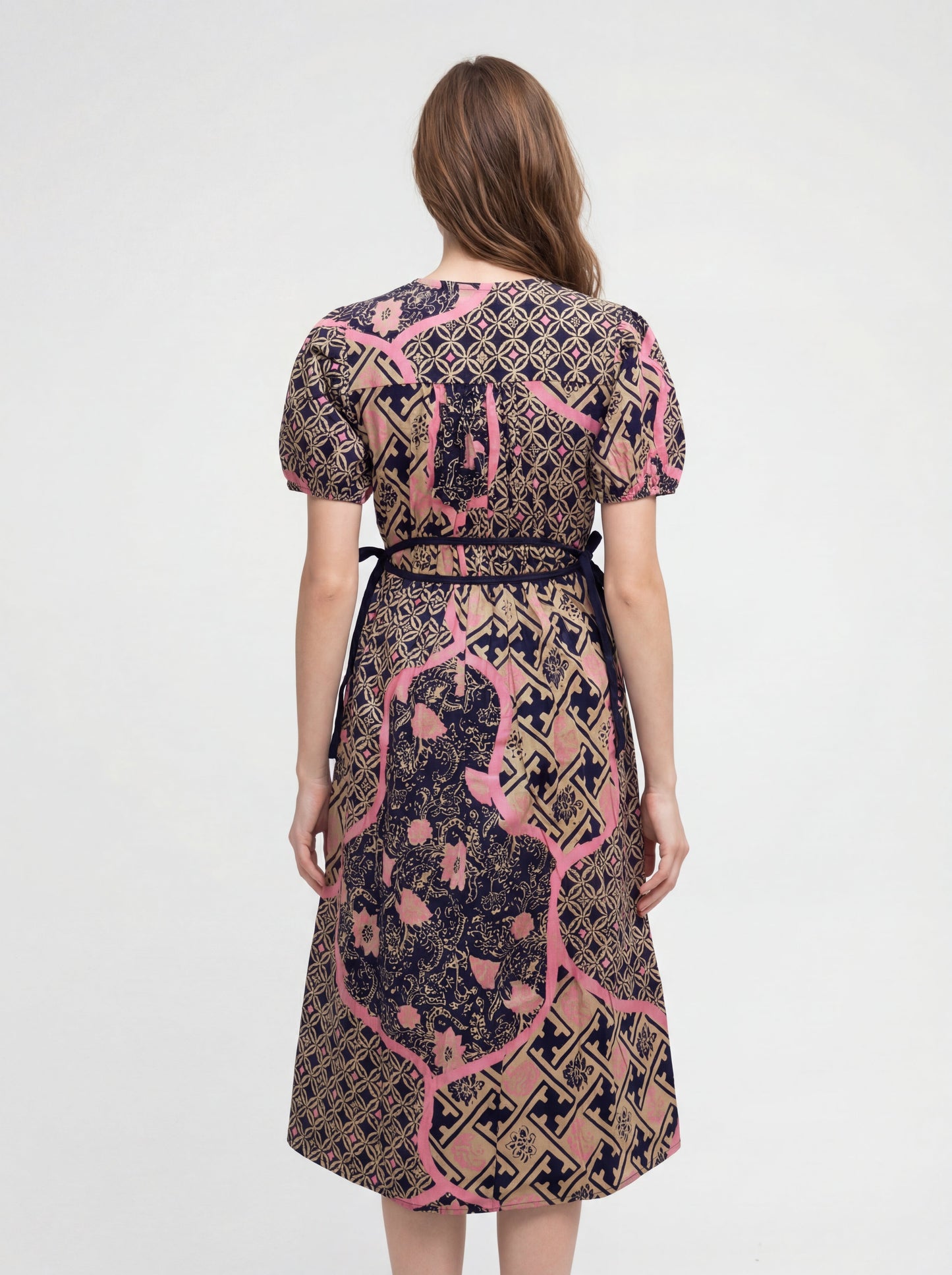 Women's Batik Puff Sleeve Dress - Artistic Heritage