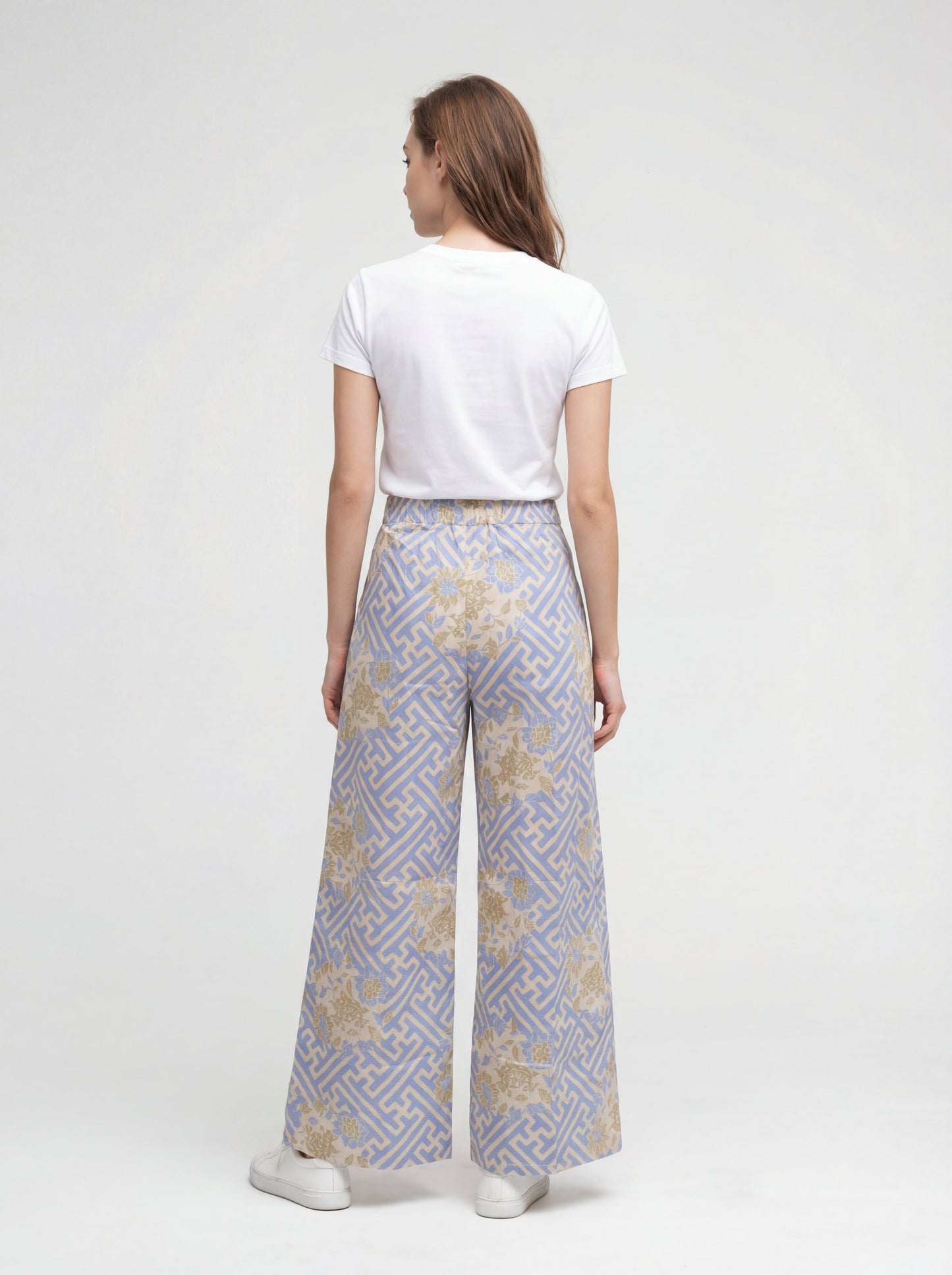 Women's Batik Wide Pants - Labyrinth Blossom