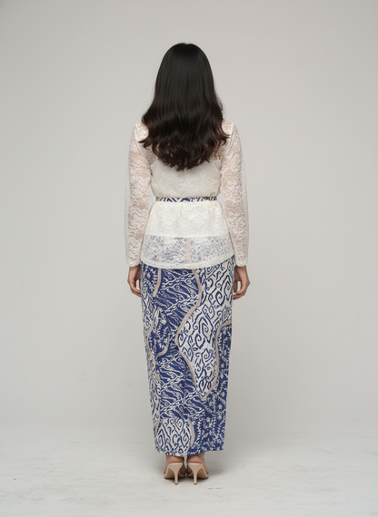 Women's Batik Kebaya - Clara - Sage/White