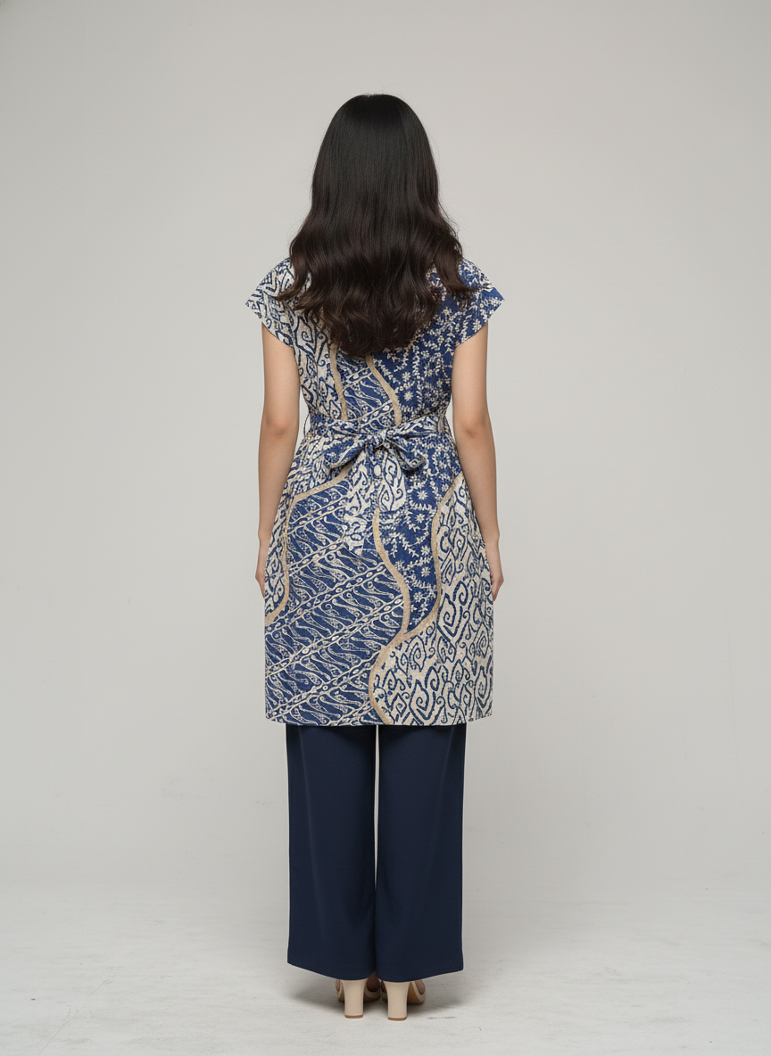 Women's Batik Kebaya Dara Vest - Royal Blue