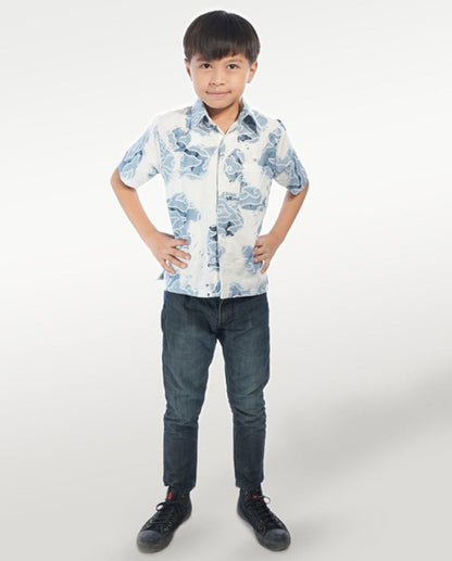 Kid's Batik Shirt - Watercolor Waves 4