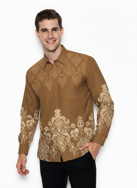 Men’s Batik Shirt – Golden Regal | Long Sleeves