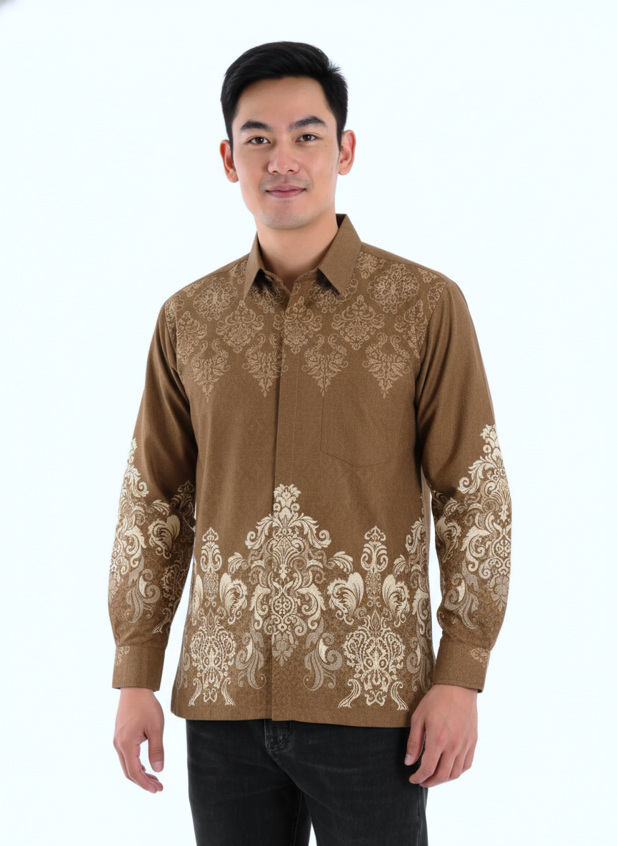 Men’s Batik Shirt – Golden Regal | Long Sleeves