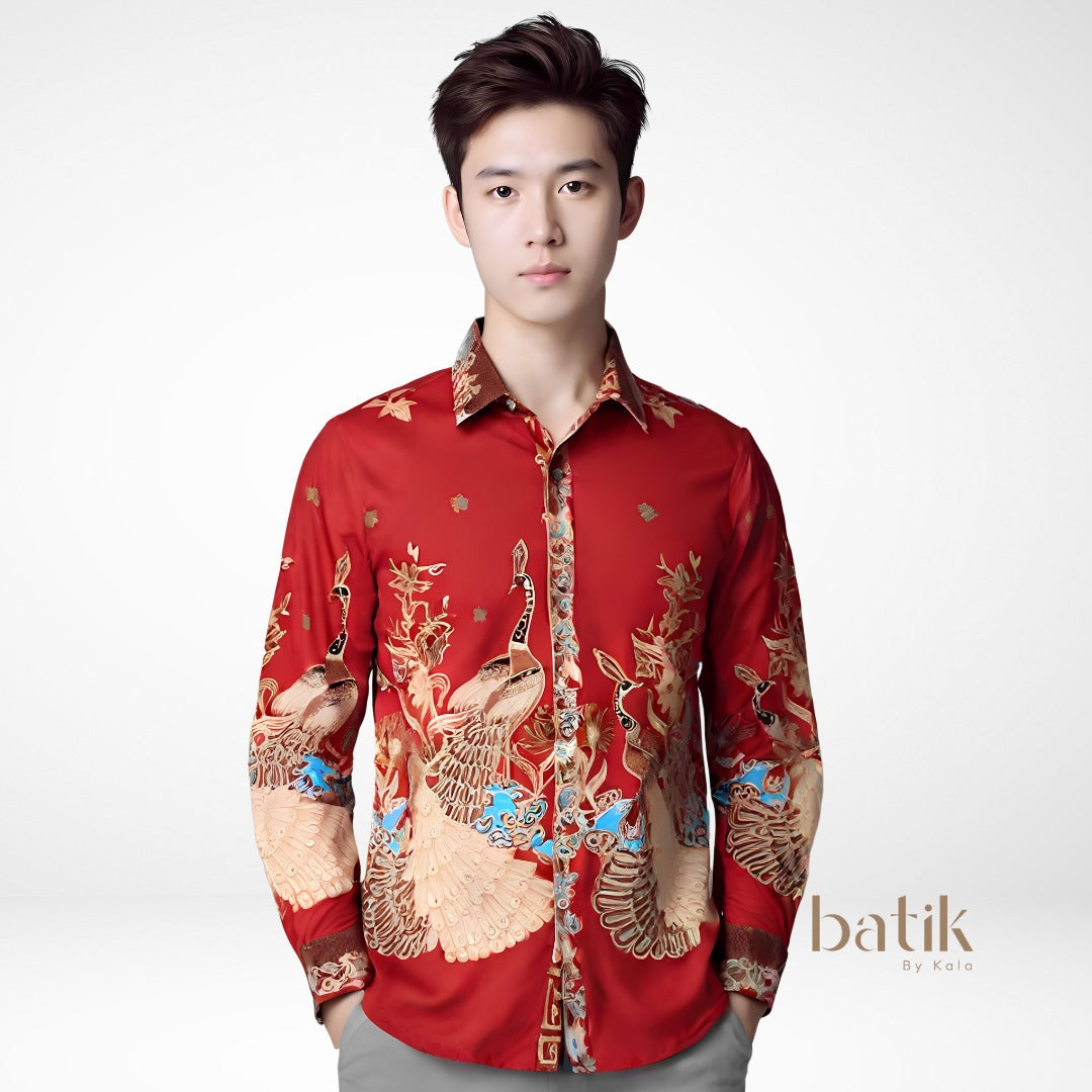 Men's Batik Shirt - Phoenix Prosperity | Long Sleeves 2