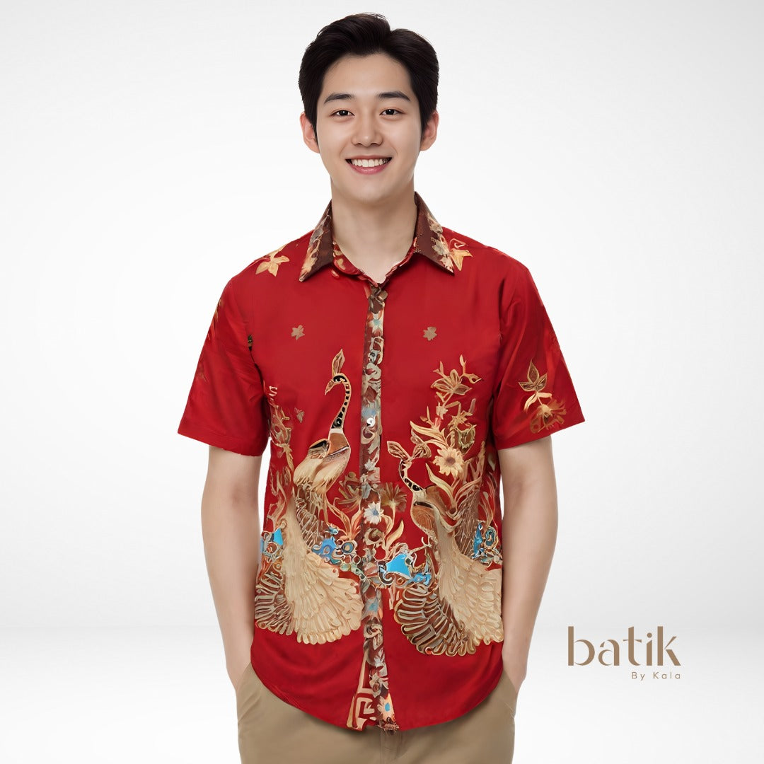 Men's Batik Shirt - Phoenix Prosperity | Short Sleeves