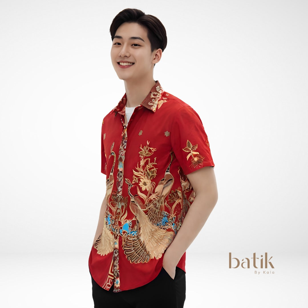 Men's Batik Shirt - Phoenix Prosperity | Short Sleeves 2
