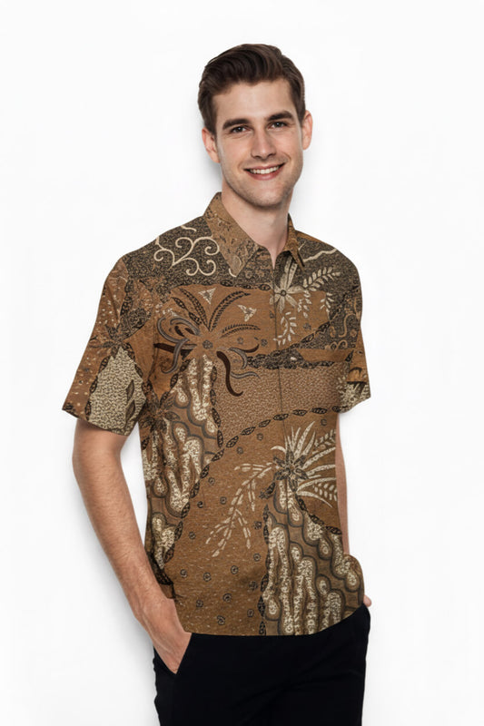 Men’s Batik Shirt – Amber Heritage | Short Sleeves