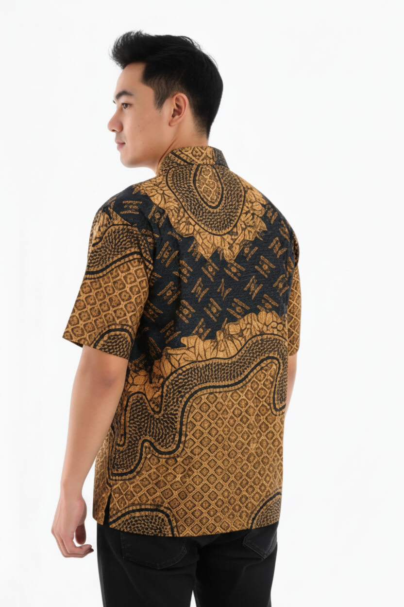 Men’s Batik Shirt – Amber Tapestry | Short Sleeves 2
