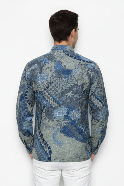 Men's Batik Shirt – Azure Fern | Long Sleeves 3