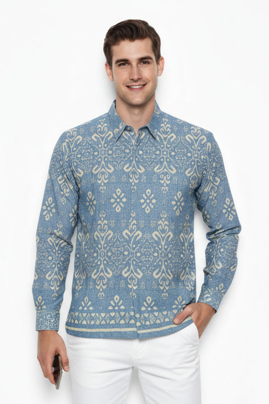 Men’s Batik Shirt – Celestial Ivory |Long Sleeves