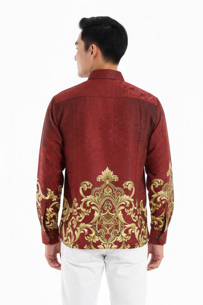 Men’s Batik Shirt – Crimson Regal | Long Sleeves 2