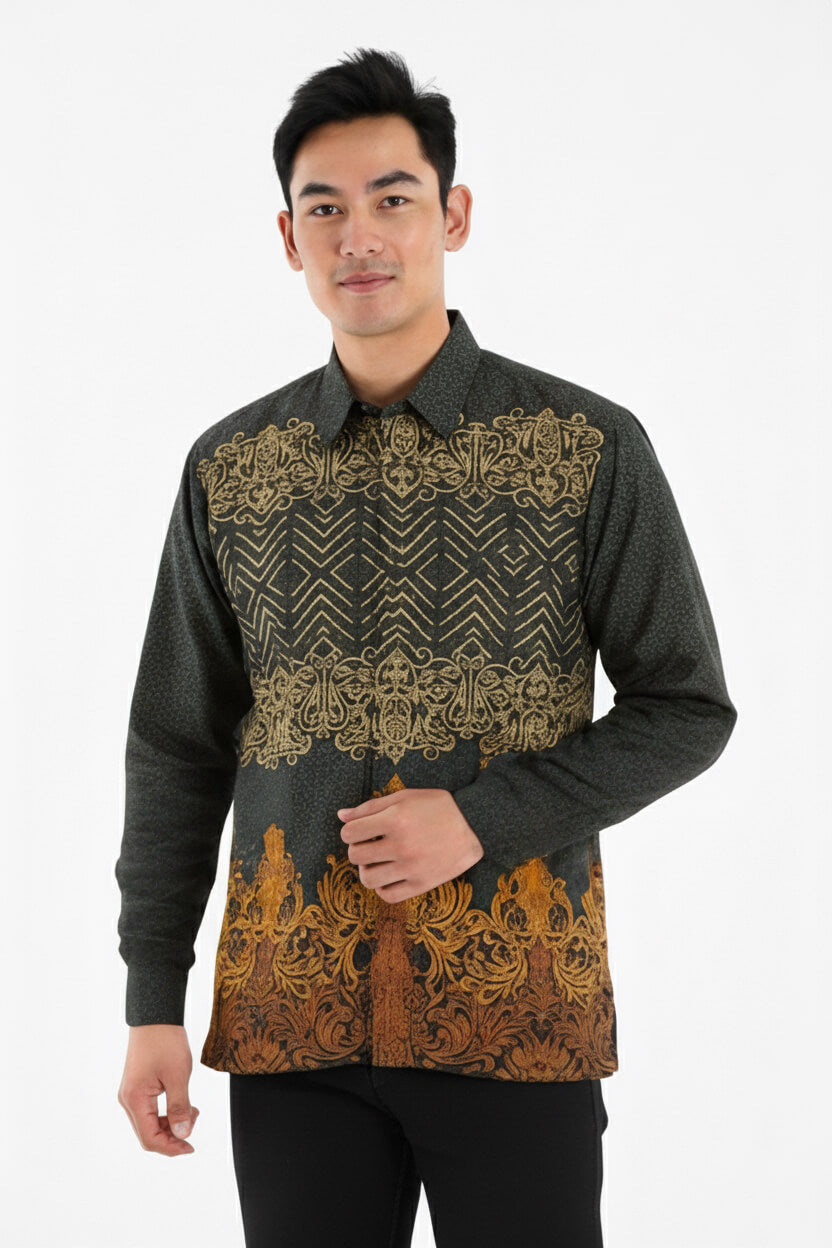 Men’s Batik Shirt – Golden Aegis Long Sleeves 3