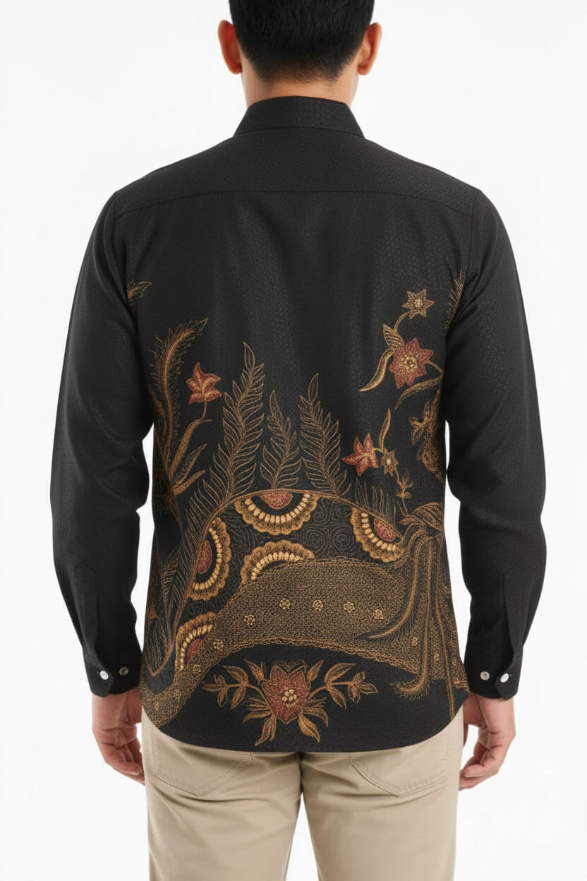 Men’s Batik Shirt – Golden Aviary | Long Sleeves 2