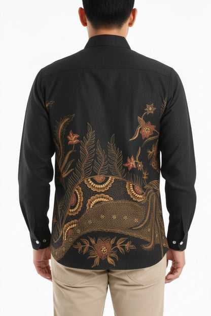 Men’s Batik Shirt – Golden Aviary | Long Sleeves 2