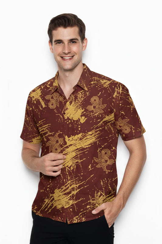 Men's Batik Shirt – Golden Maranta | Short Sleeves