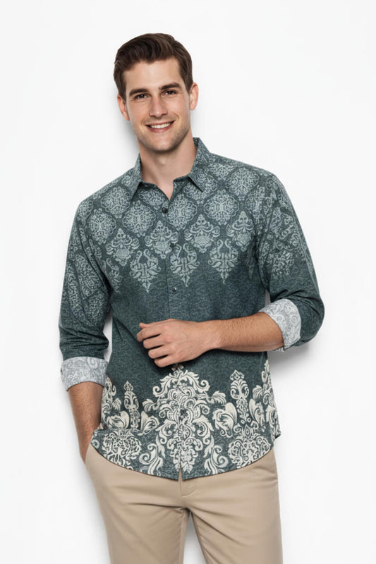 Men’s Batik Shirt – Jade Sovereign | Long Sleeves