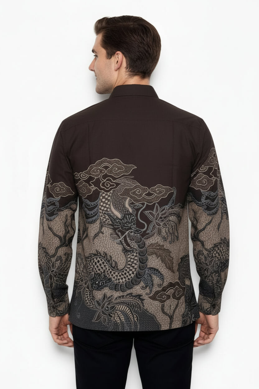 Men's Batik Shirt – Majestic Dragon  Long Sleeves 2