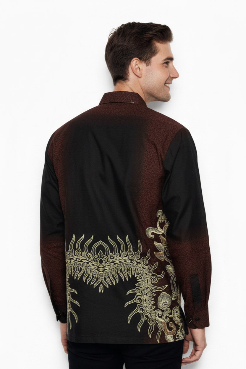 Men’s Batik Shirt – Regal Flame | Long Sleeves 4