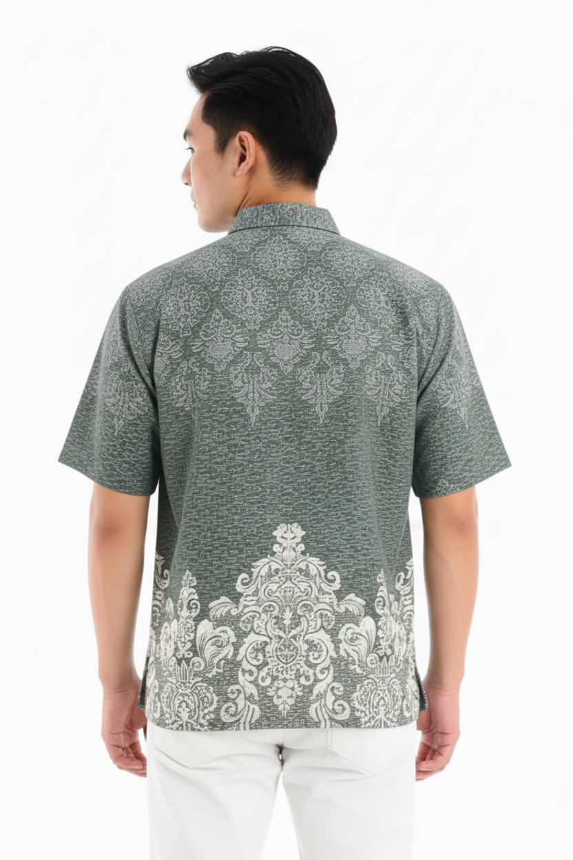 Men’s Batik Shirt – Sage Crest | Short Sleeves 2