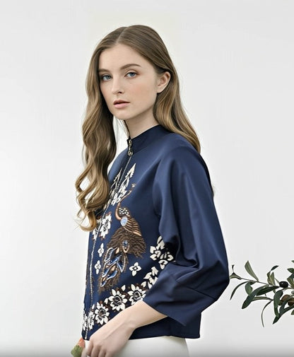 Women's Batik Jacket - Midnight Peacock