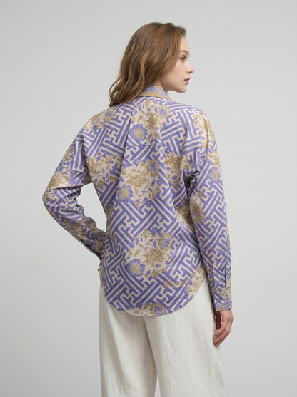 Women's Batik Blouse - Labyrinth Blossom