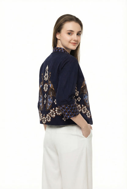 Women's Batik Jacket - Midnight Peacock