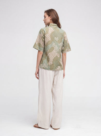 Women's Batik Kimono Top - Quiet Bloom