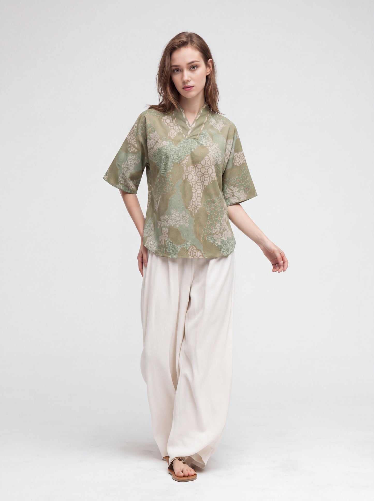 Women's Batik Kimono Top - Quiet Bloom