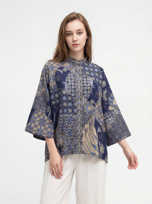 Women's Batik Kimono Top - Heritage Blossom