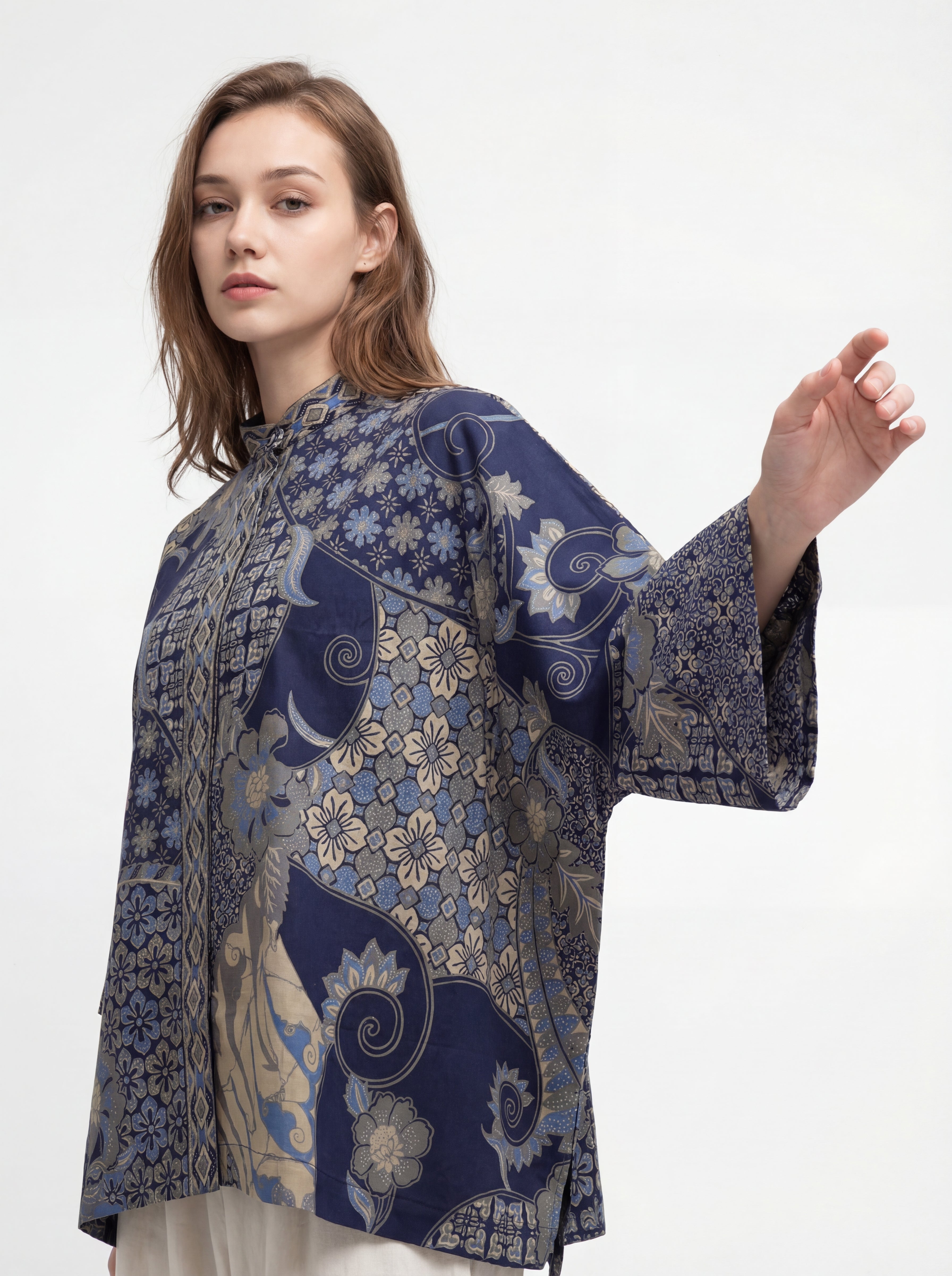 Women's Batik Kimono Top - Heritage Blossom