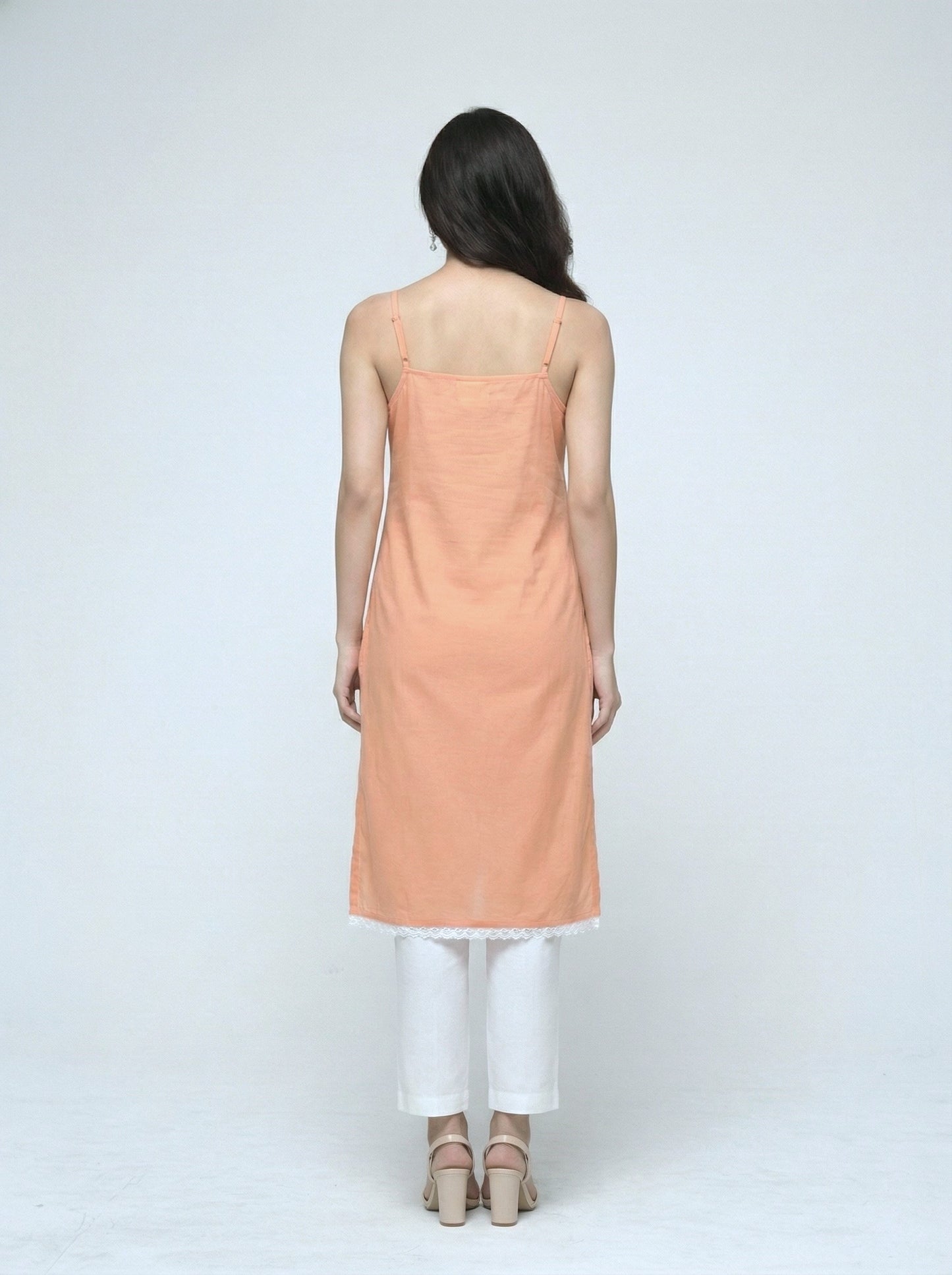 Women’s Batik Kurti – Peach Blossom Sleeveless