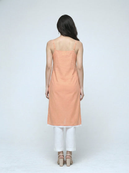 Women’s Batik Kurti – Peach Blossom Sleeveless