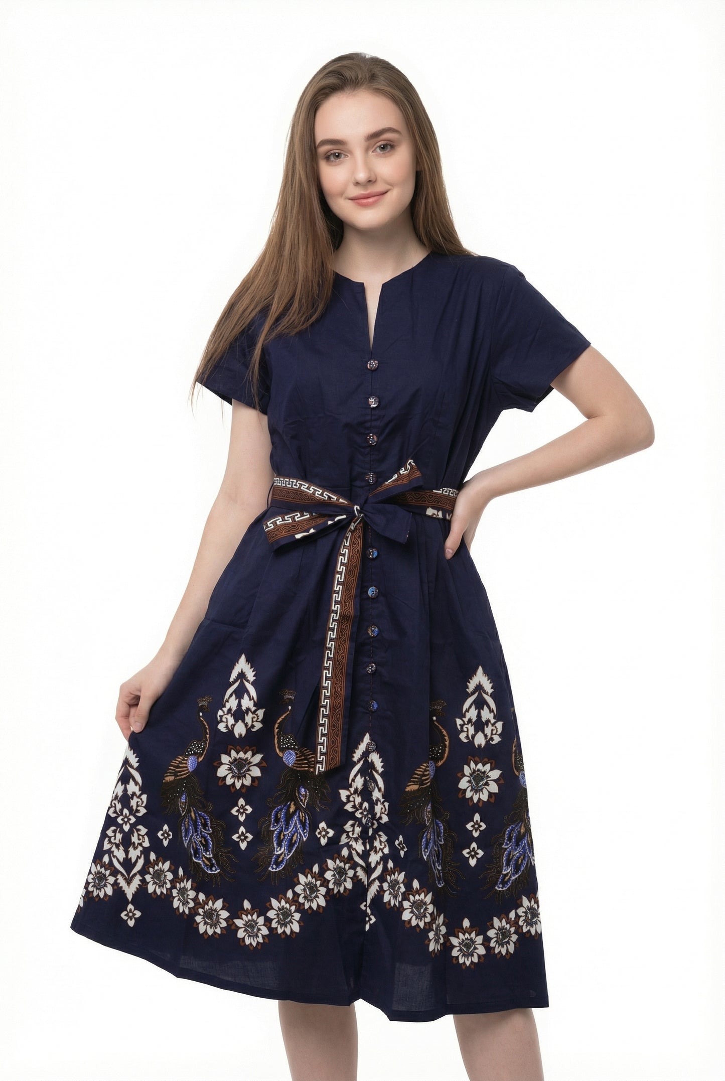 Women's Batik Midi Dress - Ornate Nature