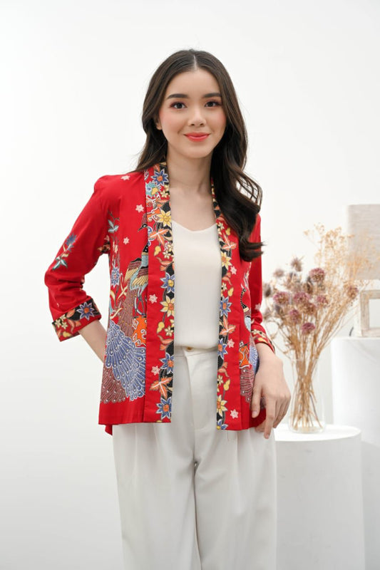 Women's Batik Outer Kimono - Phoenix Prosperity