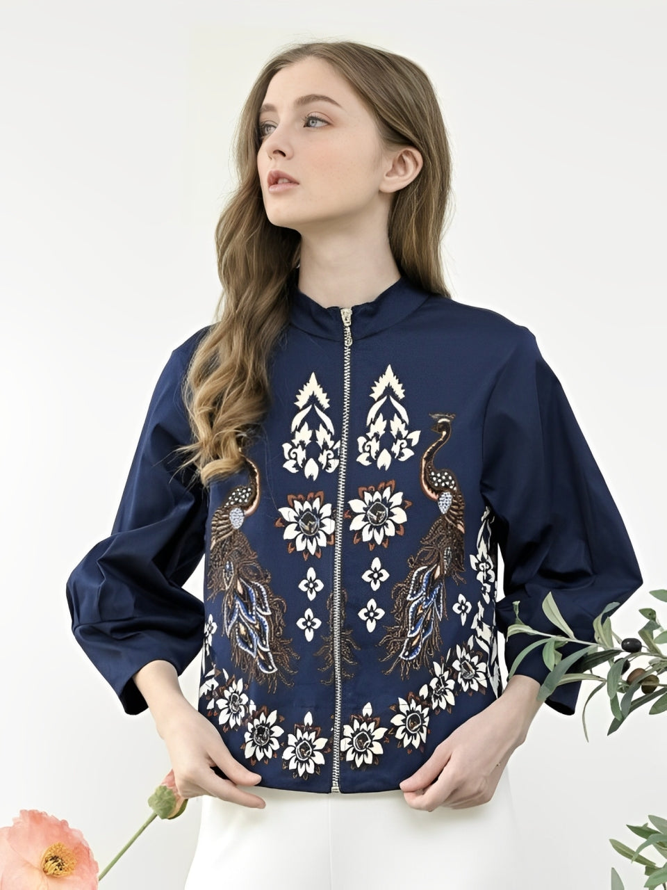 Women's Batik Jacket - Midnight Peacock