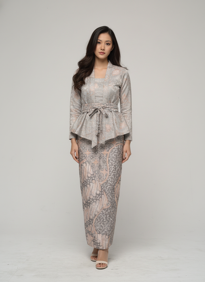 Women's Batik Kebaya - Clara - Sage/White 2