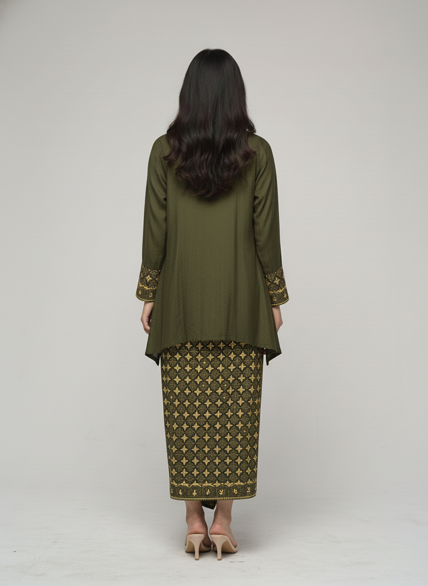 Women's Batik Kebaya Lidia Set - Forest Green 2