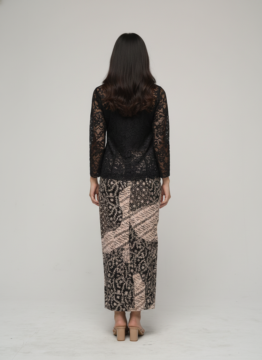 Women's Batik Kebaya Stella New Kutu 4in1 - Black 2