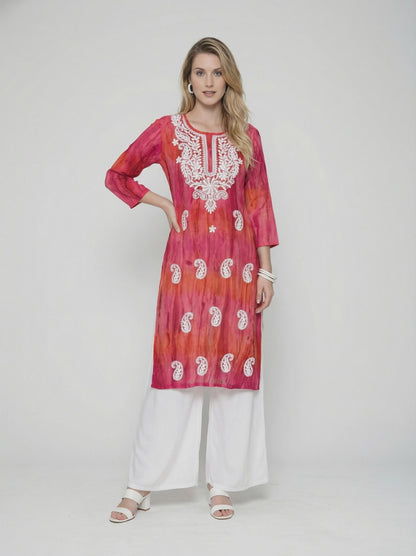 Women’s Batik Kurti – Pink Paisley Elegance