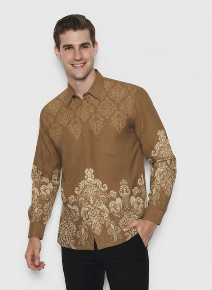 Men’s Batik Shirt – Golden Regal | Long Sleeves