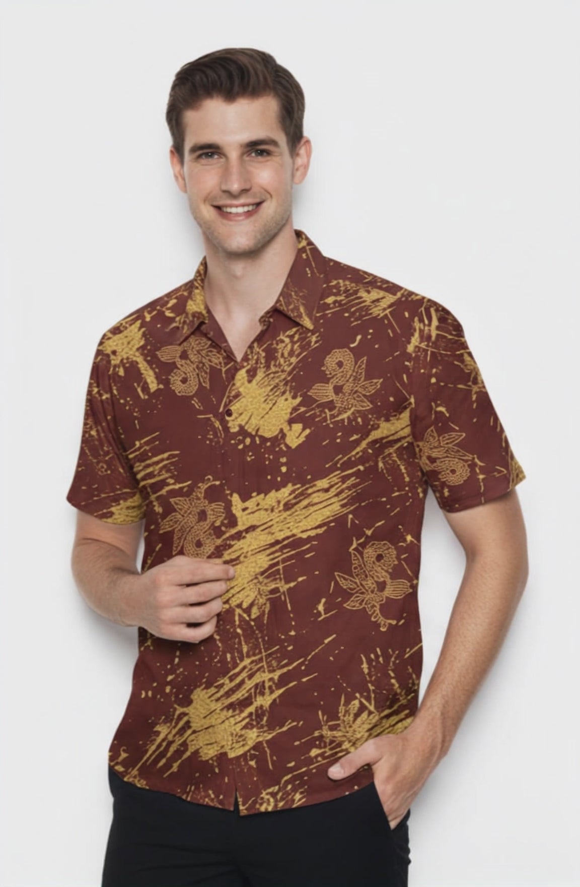 Men's Batik Shirt – Golden Maranta | Short Sleeves