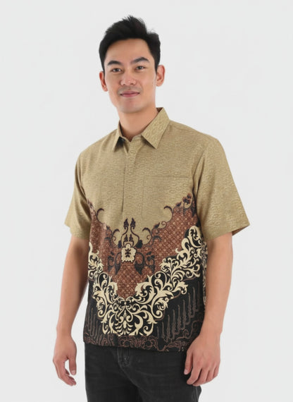 Men’s Batik Shirt – Bronze Crest | Short Sleeves